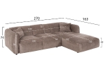 ΚΑΝΑΠΕΣ ΓΩΝΙΑ (ΔΕΞΙΑ) TREAT HM3277.02R ΣΚΟΥΡΟ ΜΠΕΖ ΥΦΑΣΜΑ 270x163x74Υεκ.