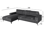 ΚΑΝΑΠΕΣ ΓΩΝΙΑ (ΑΡΙΣΤΕΡΗ) NOA HM3278.02L ΑΝΘΡΑΚΙ ΥΦΑΣΜΑ 288x90-157x67-80Υεκ.