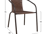 ΠΟΛΥΘΡΟΝΑ ΚΑΡΕΚΛΑ CAMEL HM5015.02 ΚΑΦΕ ΜΕΤΑΛΛΙΚΗ ΜΕ WICKER ΚΑΦΕ 48x48-53x72 cm