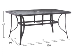 ΤΡΑΠΕΖΙ BRUNO 150X90Χ75Υεκ. ΜΕΤΑΛΛΙΚΟ ΟΡΘΟΓΩΝΙΟ ΓΚΡΙ ΜΕ ΤΡΥΠΑ ΟΜΠΡΕΛΑΣ Φ38  HM5145.11