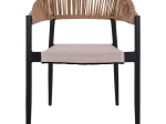 ΠΟΛΥΘΡΟΝΑ ΑΛΟΥΜΙΝΙΟΥ RAINA ΓΚΡΙ HM5299.01 ΜΕ ROUND WICKER ΜΠΕΖ ΚΑΦΕ 56x55x76Υεκ.