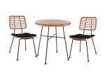 ΣΕΤ 3ΤΜΧ ALLEGRA WICKER ΜΕ ΤΡΑΠΕΖΙ Φ70Χ74Υ ΜΠΕΖ & ΜΑΥΡΟ ΧΡΩΜΑ HM10478