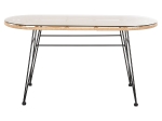 ΤΡΑΠΕΖΙ ΟΒΑΛ ΧΑΜΗΛΟ ALLEGRA HM5695.11 ΜΠΕΖ WICKER-ΜΑΥΡΟ ΜΕΤΑΛΛΟ 100x45x51,5Υεκ.