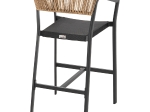 ΣΚΑΜΠΟ ΑΛΟΥΜΙΝΙΟΥ HM5892.15 ΜΕΣΑΙΟΥ ΥΨΟΥΣ RATTAN & TEXTLINE ΜΑΥΡΟ ΜΠΕΖ 55x56,5x99Υ