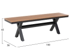 ΠΑΓΚΑΚΙ ΑΛΟΥΜΙΝΙΟΥ TAWNEE HM6038.01 ΑΝΘΡΑΚΙ ΜΕ POLYWOOD ΚΑΘΙΣΜΑ ΣΕ ΦΥΣΙΚΟ ΧΡΩΜΑ 150x36x45Υεκ.