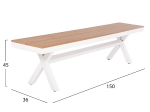 ΠΑΓΚΑΚΙ ΑΛΟΥΜΙΝΙΟΥ TAWNEE HM6038.02 ΛΕΥΚΟ-POLYWOOD ΚΑΘΙΣΜΑ ΦΥΣΙΚΟ 150x36x45Υεκ.
