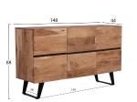 ΜΠΟΥΦΕΣ ΜΕ 3 ΝΤΟΥΛΑΠΙΑ ALICIA HM8475.21 ΜΑΣΙΦ ΞΥΛΟ ΑΚΑΚΙΑΣ-ΜΕΤΑΛΛΟ 148x44x88Υεκ.