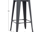 ΣΚΑΜΠΟ ΜΠΑΡ ΜΕΤΑΛΛΙΚΟ MELITA-PRO HM8642.50 ΣΕ ΓΚΡΙ 43x43x78Υεκ.