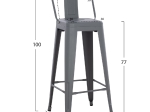 ΣΚΑΜΠΟ BAR ME ΠΛΑΤΗ ΜΕΤΑΛΛΙΚΟ MELITA-PRO HM8643.50 ΓΚΡΙ 42x42x100Υεκ.