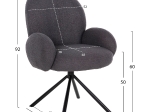 ΠΟΛΥΘΡΟΝΑ ΠΕΡΙΣΤΡΕΦ. WINON HM9778.01 ΓΚΡΙ TEDDY ΥΦΑΣΜΑ-ΜΑΥΡΟ ΜΕΤΑΛΛΟ 65x67x92Υ εκ.