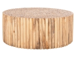 ΤΡΑΠΕΖΙ ΣΑΛΟΝΙΟΥ ΣΤΡΟΓΓΥΛΟ COOTER HM9862 ΚΛΑΔΙΑ TEAK-ΦΥΣΙΚΟ Φ100x40Υεκ.