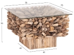 ΤΡΑΠΕΖΙ ΣΑΛΟΝΙΟΥ ΤΕΤΡΑΓΩΝΟ SPARROW HM9961 DRIFTWOOD--ΓΥΑΛΙ 75x75x51Υεκ.