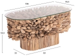ΤΡΑΠΕΖΙ ΣΑΛΟΝΙΟΥ ΟΒΑΛ SPARROW HM9962 DRIFTWOOD--ΓΥΑΛΙ 106x55,5x50,5Υεκ.