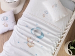 Borea Κουβέρτα Πικέ Κούνιας Sweet Dreams Baby Λευκό-Σιέλ 110 x 140 cm Λευκό-Σιέλ