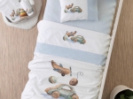 Borea Κουβέρτα Πικέ Κούνιας Toys 110 x 140 cm Λευκό-Σιέλ