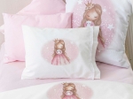 Borea Σεντόνια Κούνιας Σετ Little Queen (2) 120 x 160 cm + 30 x 40 cm Λευκό-Ροζ