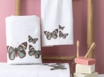 Borea Πετσέτες Σετ 3ΤΜΧ Butterfly 70 x 140 / 50 x 90 / 30 x 50 cm Λευκό