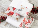 Borea Πετσέτες Χριστουγεννιάτικες Σετ 2ΤΜΧ Christmas House 50 x 90 / 30 x 50 cm Λευκό