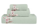 Borea Πετσέτες Σετ 3ΤΜΧ Cherry Blossom 70 x 140 / 50 x 90 / 30 x 50 cm Φυστικί
