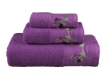 Borea Πετσέτες Σετ 3ΤΜΧ Sweet Pea 70 x 140 / 50 x 90 / 30 x 50 cm Δαμασκηνί