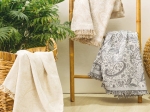 Borea Ριχτάρι Βαμβακερό Πολυθρόνας Paisley 180 x 180 cm Γκρι