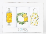 Borea Ποτηρόπανα Κουζίνας Λεμόνι Σετ 3ΤΜΧ (3) 50 x 70 cm Λευκό