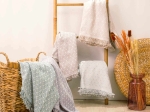 Borea Ριχτάρι Βαμβακερό Πολυθρόνας Ikat 180 x 180 cm Γκρι