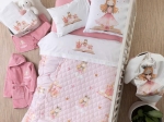 Borea Κουβέρτα Πικέ Κούνιας Princesa 110 x 140 cm Λευκό-Ροζέ