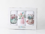 Borea Ποτηρόπανα Κουζίνας Spring  Σετ 3ΤΜΧ (3) 50 x 70 cm Λευκό