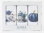Borea Ποτηρόπανα Κουζίνας Blue Night  Σετ 3ΤΜΧ (3) 50 x 70 cm Λευκό