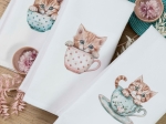 Borea Ποτηρόπανα Κουζίνας Teacup Σετ 3ΤΜΧ (3) 50 x 70 cm Λευκό