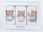Borea Ποτηρόπανα Κουζίνας Teacup Σετ 3ΤΜΧ (3) 50 x 70 cm Λευκό