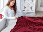 Bonsai Home Κουβέρτα Γούνινη/Προβατάκι Μονή 160x220 - Stripe Rabbit Fur Wine Red