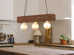 ΦΩΤΙΣΤΙΚΟ ΚΡΕΜΑΣΤΟ ΤΡΙΦΩΤΟ  EUROLAMP 145-23803 NOSTOS Ε27 ΞΥΛΟ/ ΜΕΤΑΛΛΟ 