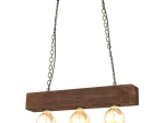 ΦΩΤΙΣΤΙΚΟ ΚΡΕΜΑΣΤΟ ΤΡΙΦΩΤΟ  EUROLAMP 145-23803 NOSTOS Ε27 ΞΥΛΟ/ ΜΕΤΑΛΛΟ 