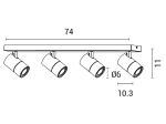 ΣΠΟΤ ΜΠΑΡΑ ΤΕΤΡΑΠΛΗ GU10 ΛΕΥΚΗ/ ΜΑΥΡΗ EUROLAMP 145-25009