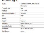 ΚΡΕΜΑΣΤΟ ΦΩΤΙΣΤΙΚΟ ΟΡΟΦΗΣ LED ΧΑΛΚΙΝΟ 135W 180031-D | ZAMBELIS LIGHTS