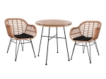 ΣΕΤ 3ΤΜΧ ALLEGRA WICKER ΜΕ ΤΡΑΠΕΖΙ Φ70Χ74Υ ΜΠΕΖ & ΜΑΥΡΟ ΧΡΩΜΑ HM10476
