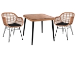 ΣΕΤ 3ΤΜΧ ALLEGRA WICKER ΜΕ ΤΡΑΠΕΖΙ 80X80Χ78Υ ΜΠΕΖ & ΜΑΥΡΟ ΧΡΩΜΑ HM10483