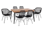 ΣΕΤ 7ΤΜΧ ALLEGRA WICKER ΜΕ ΤΡΑΠΕΖΙ 160X90X78Υ ΜΠΕΖ & ΜΑΥΡΟ ΧΡΩΜΑ HM10516