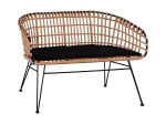 ΠΑΓΚΑΚΙ ΜΕΤΑΛΛΙΚΟ ALLEGRA HM5692 ΜΕ WICKER ΜΑΥΡΟ-ΜΠΕΖ 124x57x77Υ εκ.