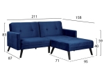 ΚΑΝΑΠΕΣ ΓΩΝΙΑ ΚΡΕΒΑΤΙ LIVIA HM3151.08 ΜΠΛΕ ΒΕΛΟΥΔΟ ΜΕ ΥΠΟΠΟΔΙΟ 211X158X83Y εκ.