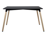 ΤΡΑΠΕΖΙ HM8697.02 MINIMAL, μαύρο MDF, ξύλινα πόδια οξιά, 160Χ90X74Υεκ.