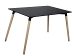 ΤΡΑΠΕΖΙ HM8697.02 MINIMAL, μαύρο MDF, ξύλινα πόδια οξιά, 160Χ90X74Υεκ.