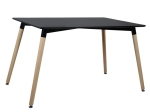 ΤΡΑΠΕΖΙ HM8697.02 MINIMAL, μαύρο MDF, ξύλινα πόδια οξιά, 160Χ90X74Υεκ.