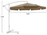 ΟΜΠΡΕΛΑ ΚΡΕΜΑΣΤΗ Φ300x240cm. NOBLE HM6008.02 ΣΤΡΟΓΓΥΛΗ ΣΕ ΒΑΣΗ ΜΕ 4 ΠΟΔΙΑ ΜΟΚΑ ΛΕΥΚΟ