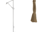ΟΜΠΡΕΛΑ ΚΡΕΜΑΣΤΗ Φ300x240cm. NOBLE HM6008.02 ΣΤΡΟΓΓΥΛΗ ΣΕ ΒΑΣΗ ΜΕ 4 ΠΟΔΙΑ ΜΟΚΑ ΛΕΥΚΟ