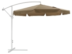 ΟΜΠΡΕΛΑ ΚΡΕΜΑΣΤΗ Φ300x240cm. NOBLE HM6008.02 ΣΤΡΟΓΓΥΛΗ ΣΕ ΒΑΣΗ ΜΕ 4 ΠΟΔΙΑ ΜΟΚΑ ΛΕΥΚΟ