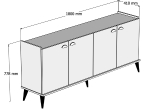ΜΠΟΥΦΕΣ ΜΕΛΑΜΙΝΗΣ HM9045.01 NATURAL WOOD - ΜΑΥΡΟ ΜΑΡΜΑΡΟ 180x41x77,8Y εκ.