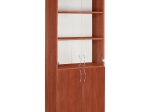 ΒΙΒΛΙΟΘΗΚΗ ΓΡΑΦΕΙΟΥ DEVON ME ΓΥΑΛΙΝΕΣ ΠΟΡΤΕΣ APPLE WOOD HM2458.04 70x37x182 εκ.